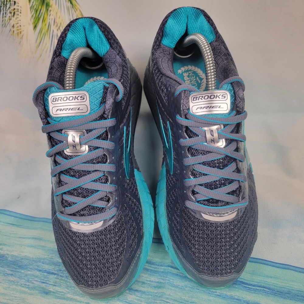 Brooks Ariel 16 Running Shoes Sneakers  Indigo Turquoise Womens 7.5 Wide - Picture 3 of 10